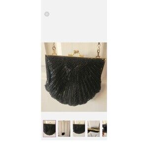 Vintage Andre Cellini Black Beaded Evening Bag